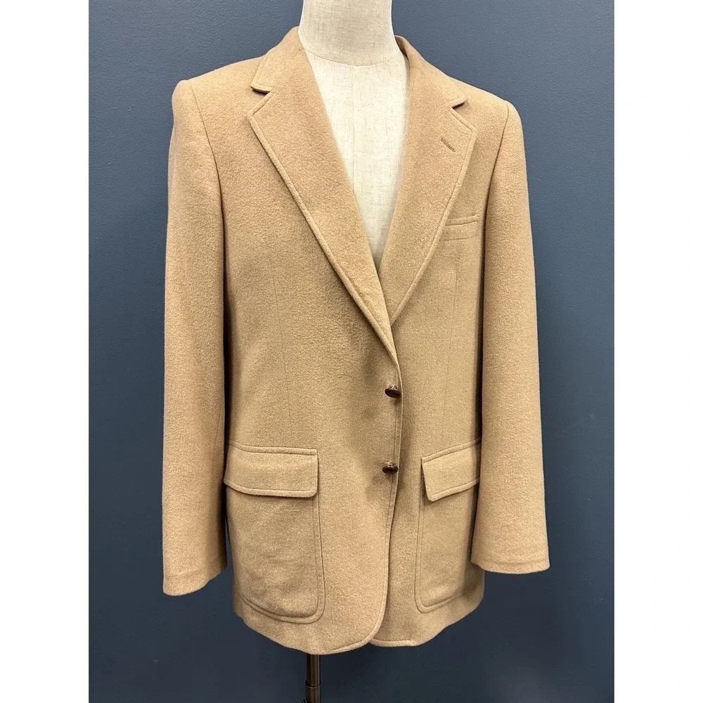 Patrick James 100% Camel Hair Blazer Sports Coat 42R Tan Brown USA 2 Button